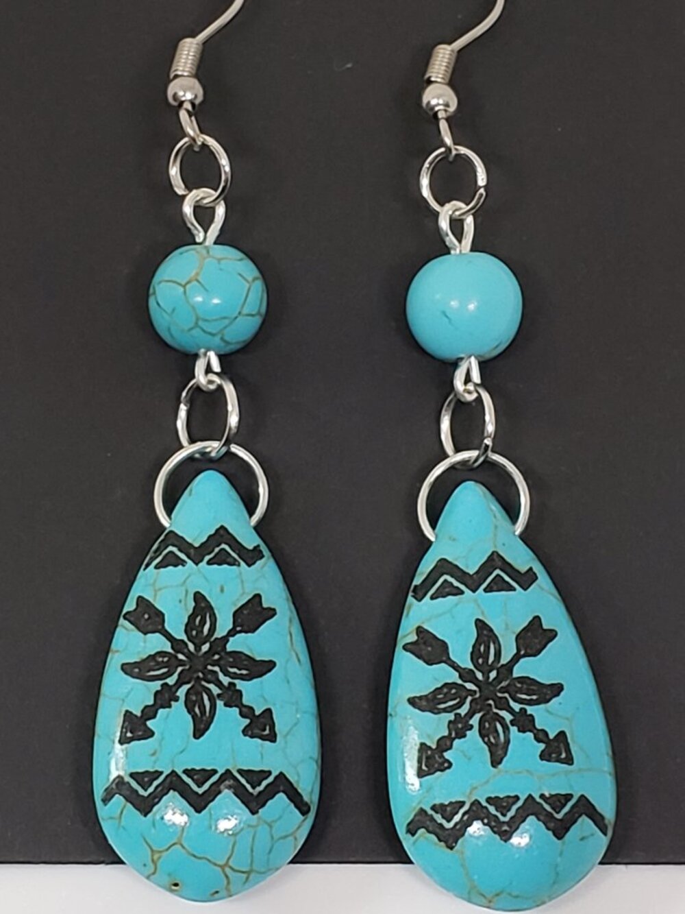 Handmade Boho Turquoise Dangle Earrings